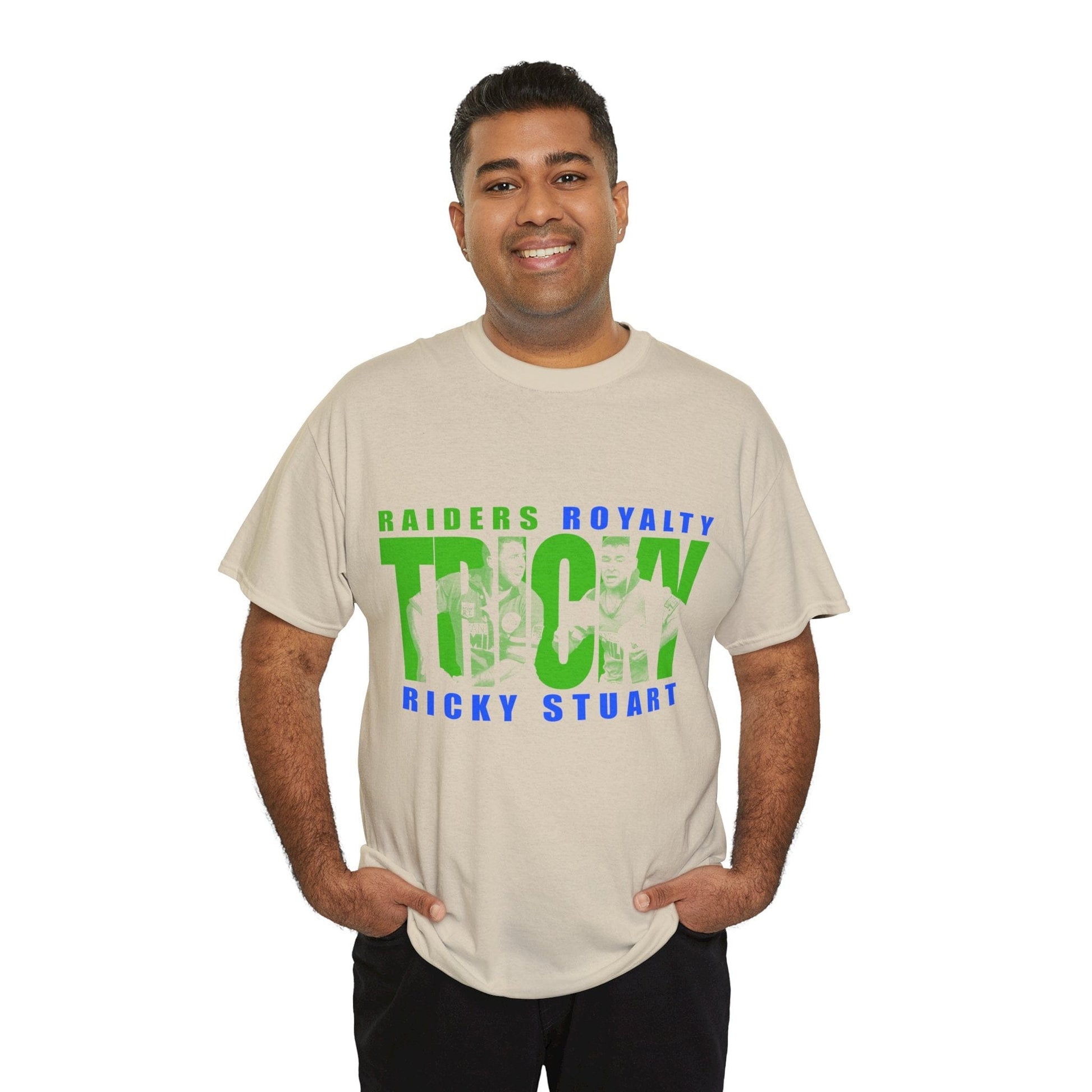 Tricky Ricky Stuart Graphic Tee Graphic Tees Australia Graphic T-Shirt Australia -  Cool Graphic T-Shirts Online -  Tricky Ricky Stuart T-Shirt | Retro Canberra Raiders Mechandise