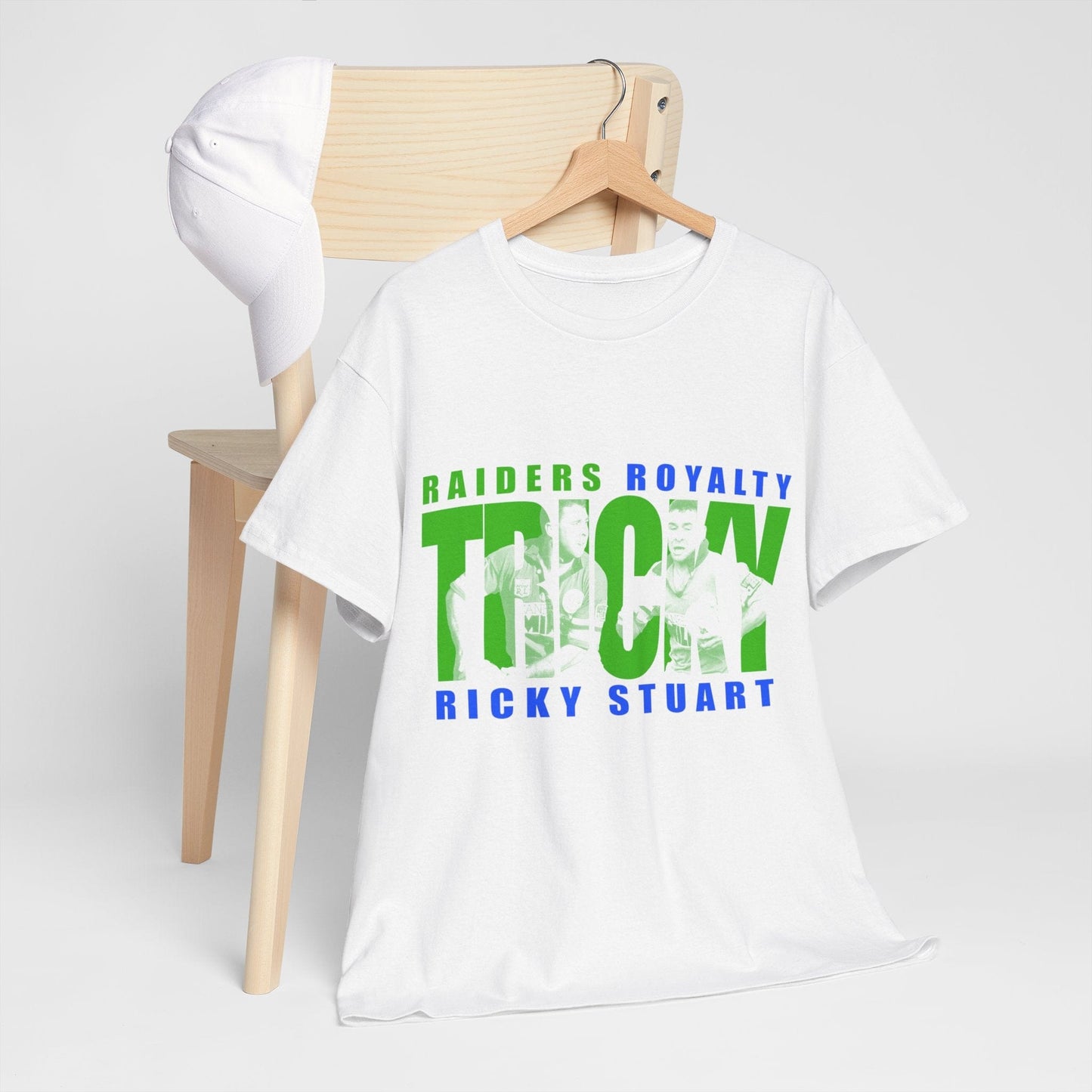 Tricky Ricky Stuart Graphic Tee Graphic Tees Australia Graphic T-Shirt Australia -  Cool Graphic T-Shirts Online -  Tricky Ricky Stuart T-Shirt | Retro Canberra Raiders Mechandise