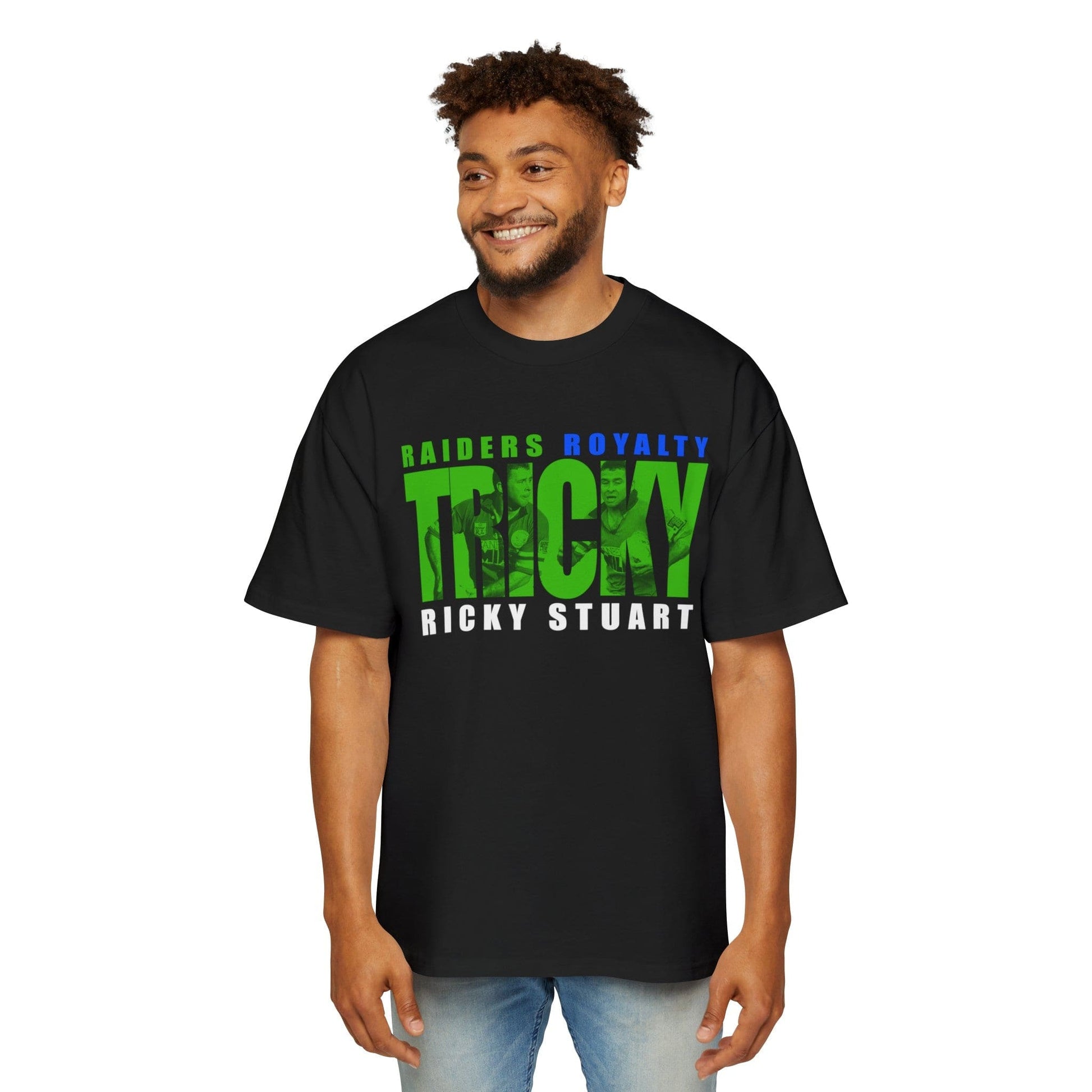 Tricky Ricky Stuart Oversized Tee Graphic Tees Australia Black / S Graphic T-Shirt Australia -  Cool Graphic T-Shirts Online - 