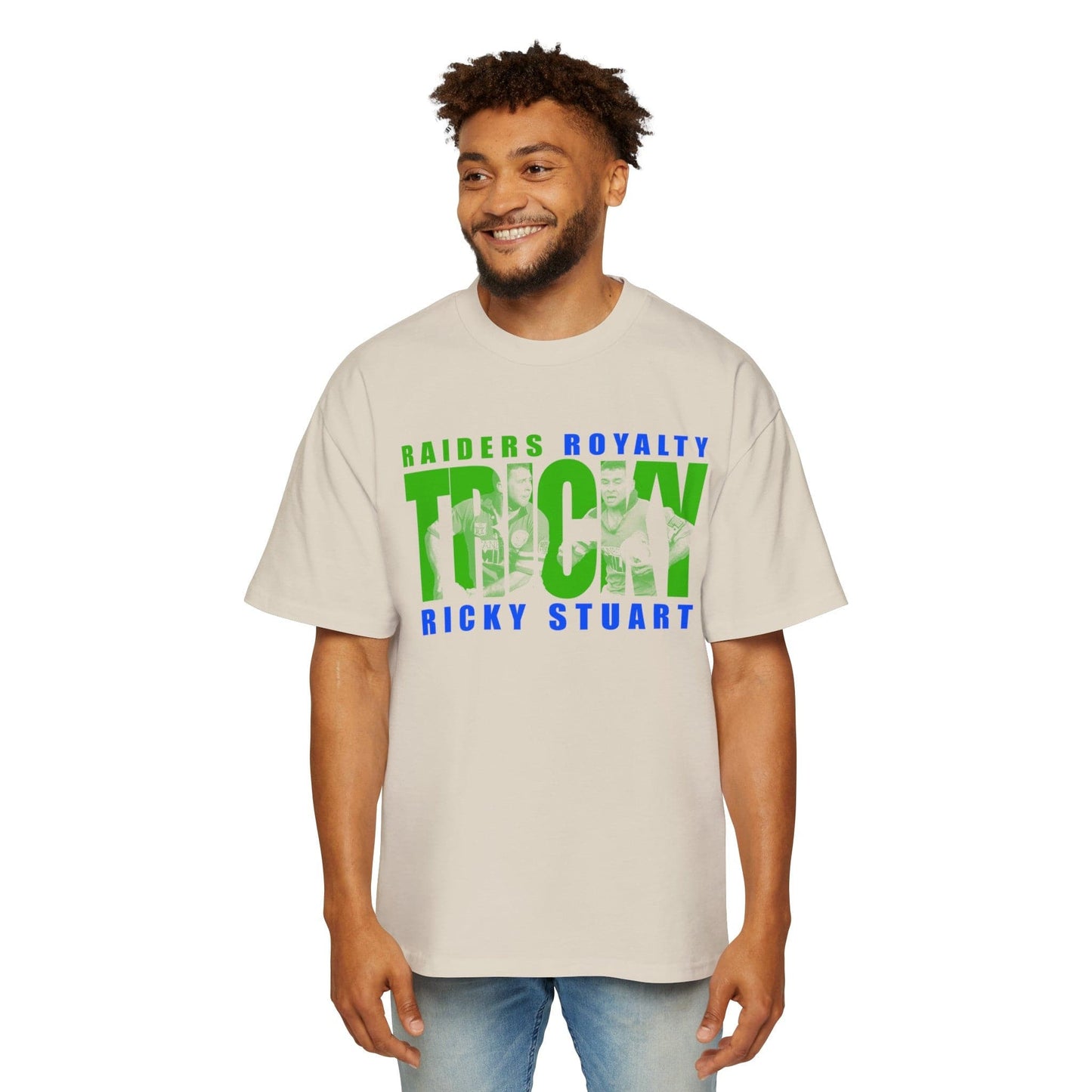 Tricky Ricky Stuart Oversized Tee Graphic Tees Australia Ecru / S Graphic T-Shirt Australia -  Cool Graphic T-Shirts Online - 