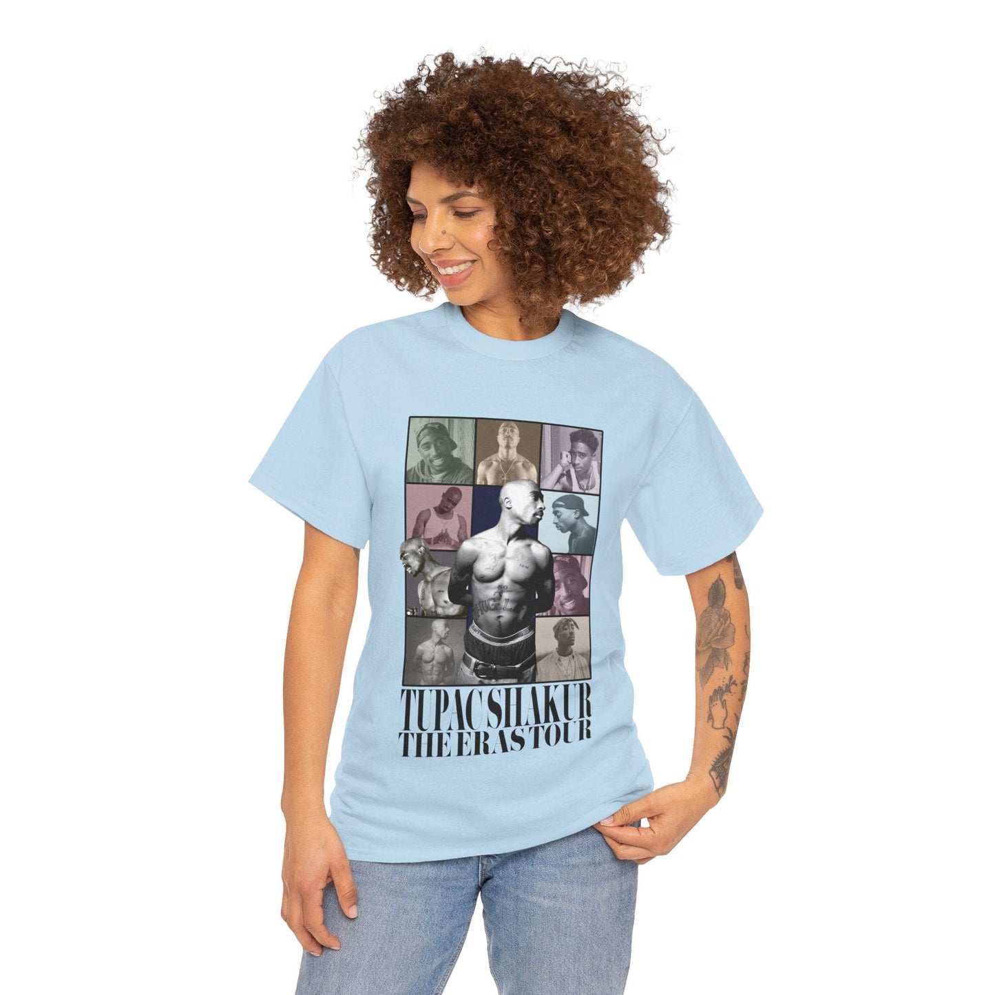 Tupac Shakur Eras Tour Graphic Tee Graphic Tees Australia Light Blue / S Graphic T-Shirt Australia -  Cool Graphic T-Shirts Online -  Tupac Shakur Eras Tour T-Shirt | 2 Pac Graphic Tee