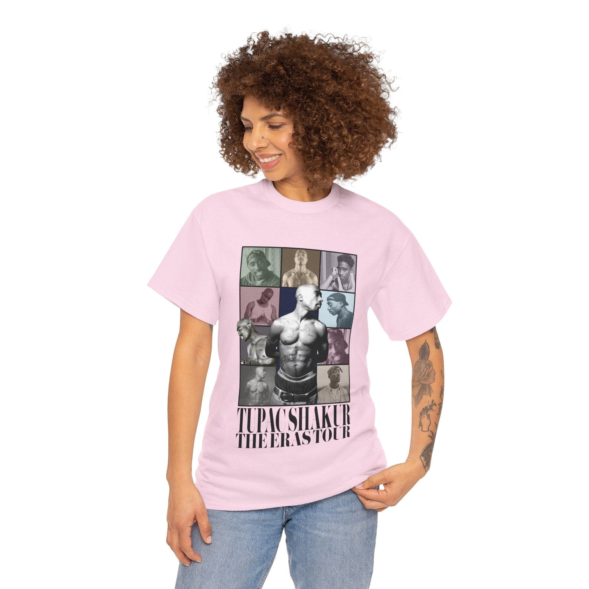 Tupac Shakur Eras Tour Graphic Tee Graphic Tees Australia Light Pink / S Graphic T-Shirt Australia -  Cool Graphic T-Shirts Online -  Tupac Shakur Eras Tour T-Shirt | 2 Pac Graphic Tee