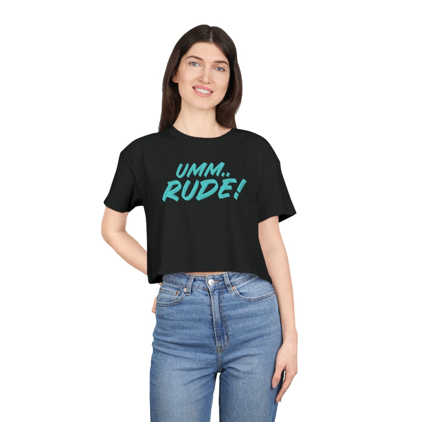 Umm...Rude! Crop Tee Graphic Tees Australia Black / XS Graphic T-Shirt Australia -  Cool Graphic T-Shirts Online -  Umm...Rude! Crop Tee | Funny Womens T-Shirts Australia