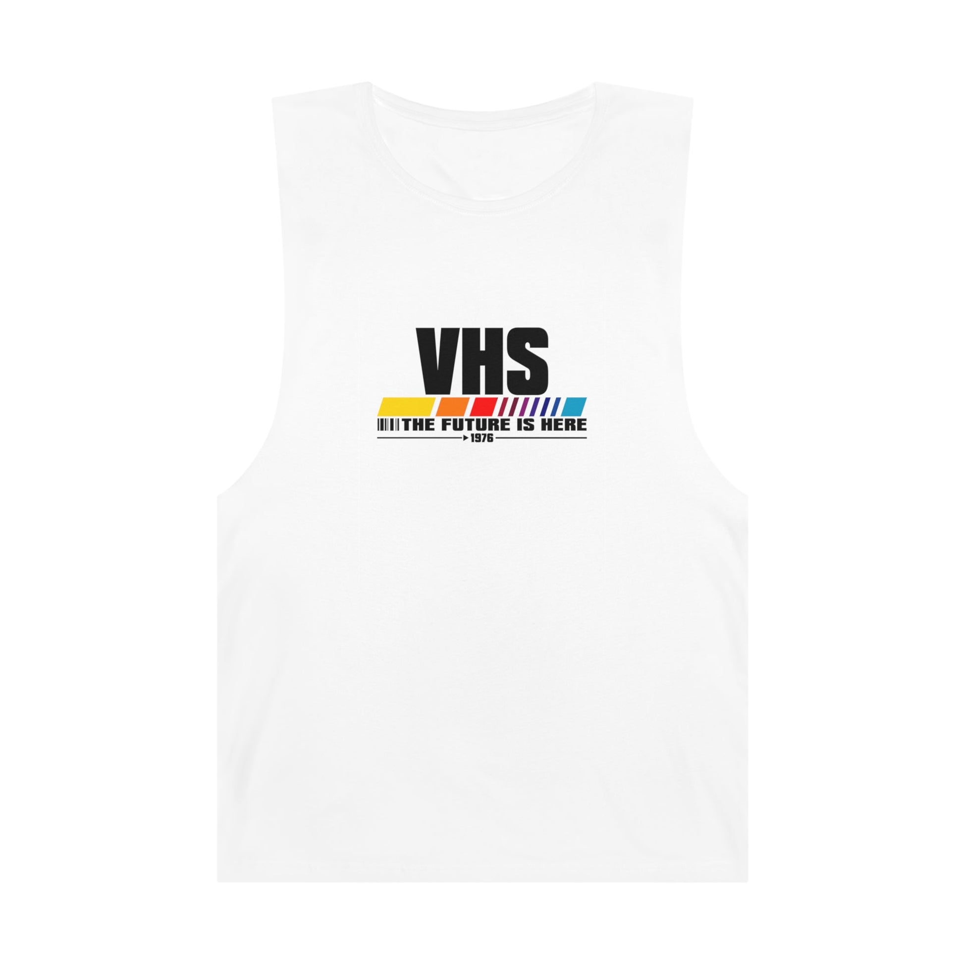 VHS - The Future Is Now Tank Top Graphic Tees Australia White / XS Graphic T-Shirt Australia -  Cool Graphic T-Shirts Online - 