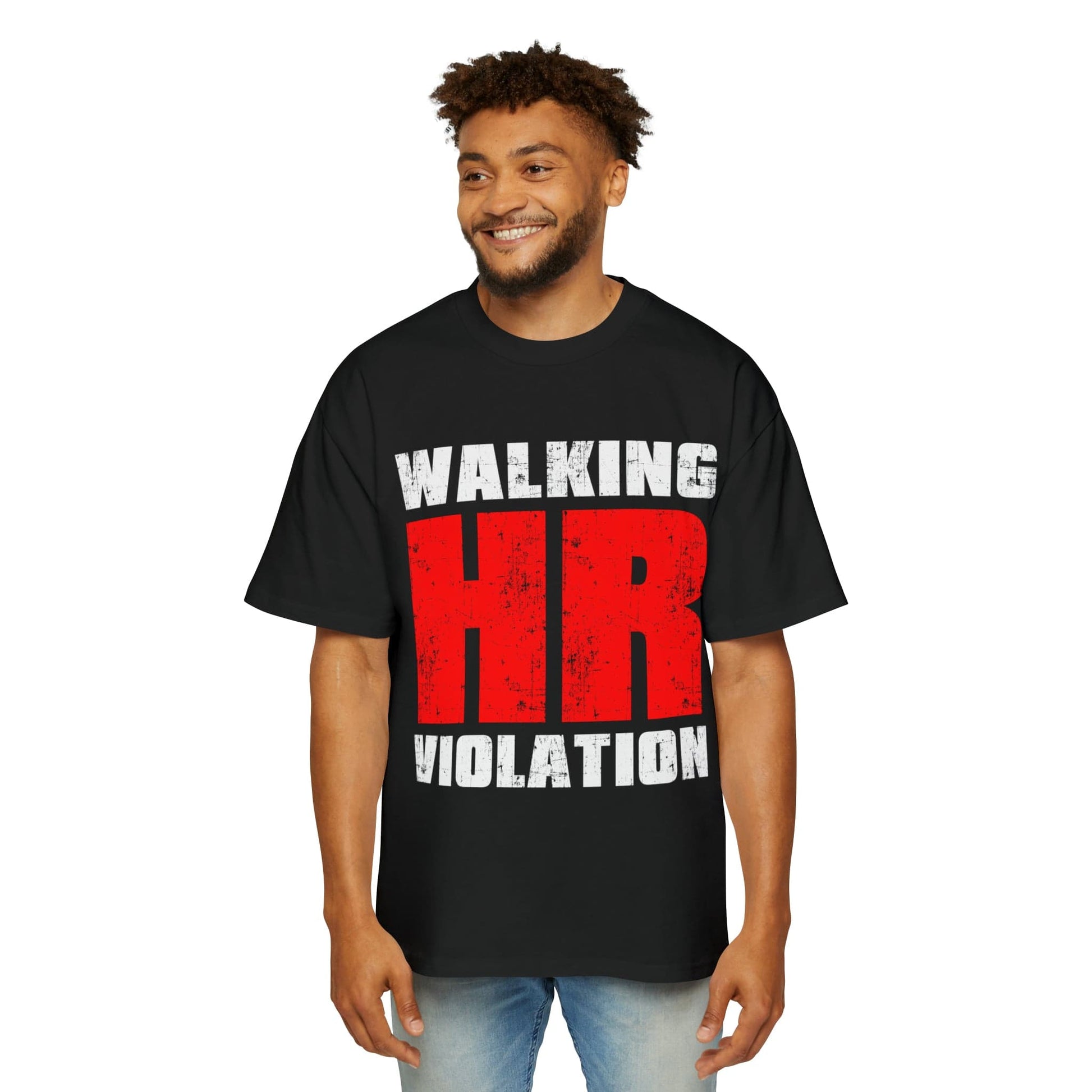 Walking HR Violation Oversized Tee Graphic Tees Australia Black / S Graphic T-Shirt Australia -  Cool Graphic T-Shirts Online - 