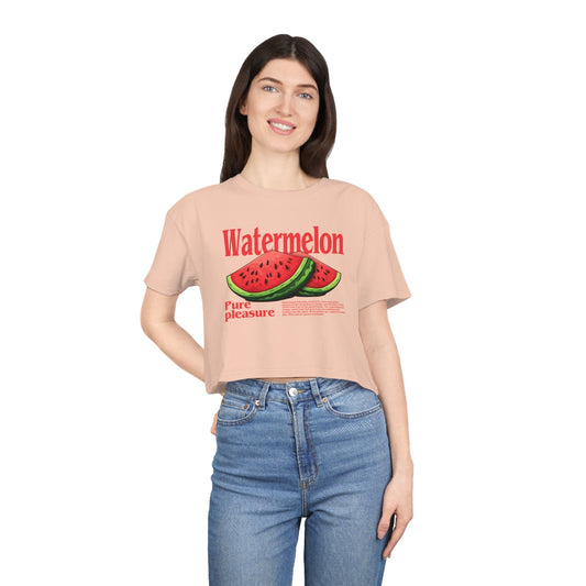 Watermelon Pure Pleasure Crop Tee Graphic Tees Australia Pale Pink / XS Graphic T-Shirt Australia -  Cool Graphic T-Shirts Online -  Watermelon Pure Pleasure Crop Tee | Womens Graphic T-Shirts Au