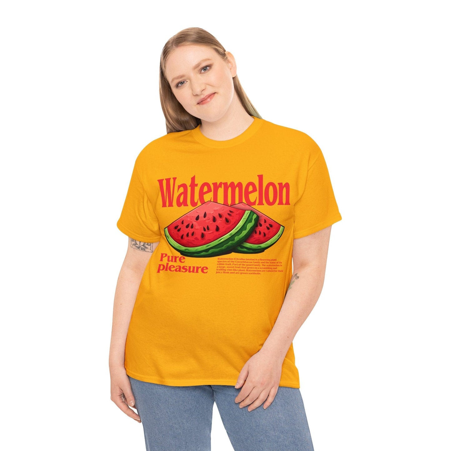 Watermelon Pure Pleasure Graphic Tee Graphic Tees Australia Gold / S Graphic T-Shirt Australia -  Cool Graphic T-Shirts Online -  Watermelon Pure Pleasure T-Shirt | Cool T-Shirts Online Australia