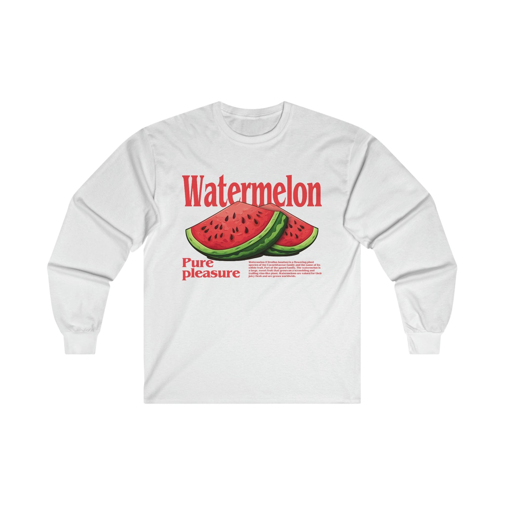 Watermelon Pure Pleasure Long Sleeve Graphic Tees Australia S / White Graphic T-Shirt Australia -  Cool Graphic T-Shirts Online -  Watermelon Long Sleeve | Cool Long Sleeve T-Shirts