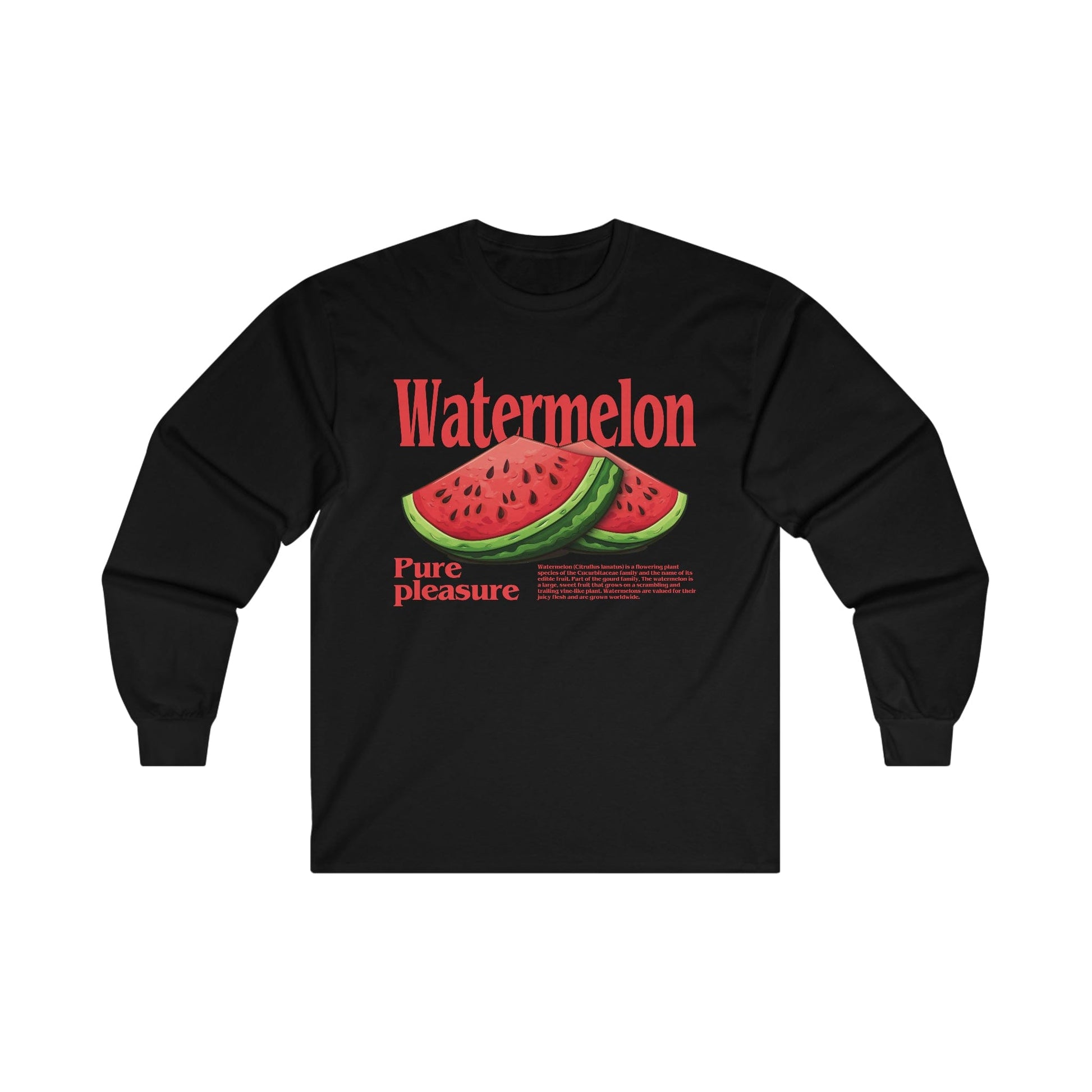 Watermelon Pure Pleasure Long Sleeve Graphic Tees Australia S / Black Graphic T-Shirt Australia -  Cool Graphic T-Shirts Online -  Watermelon Long Sleeve | Cool Long Sleeve T-Shirts