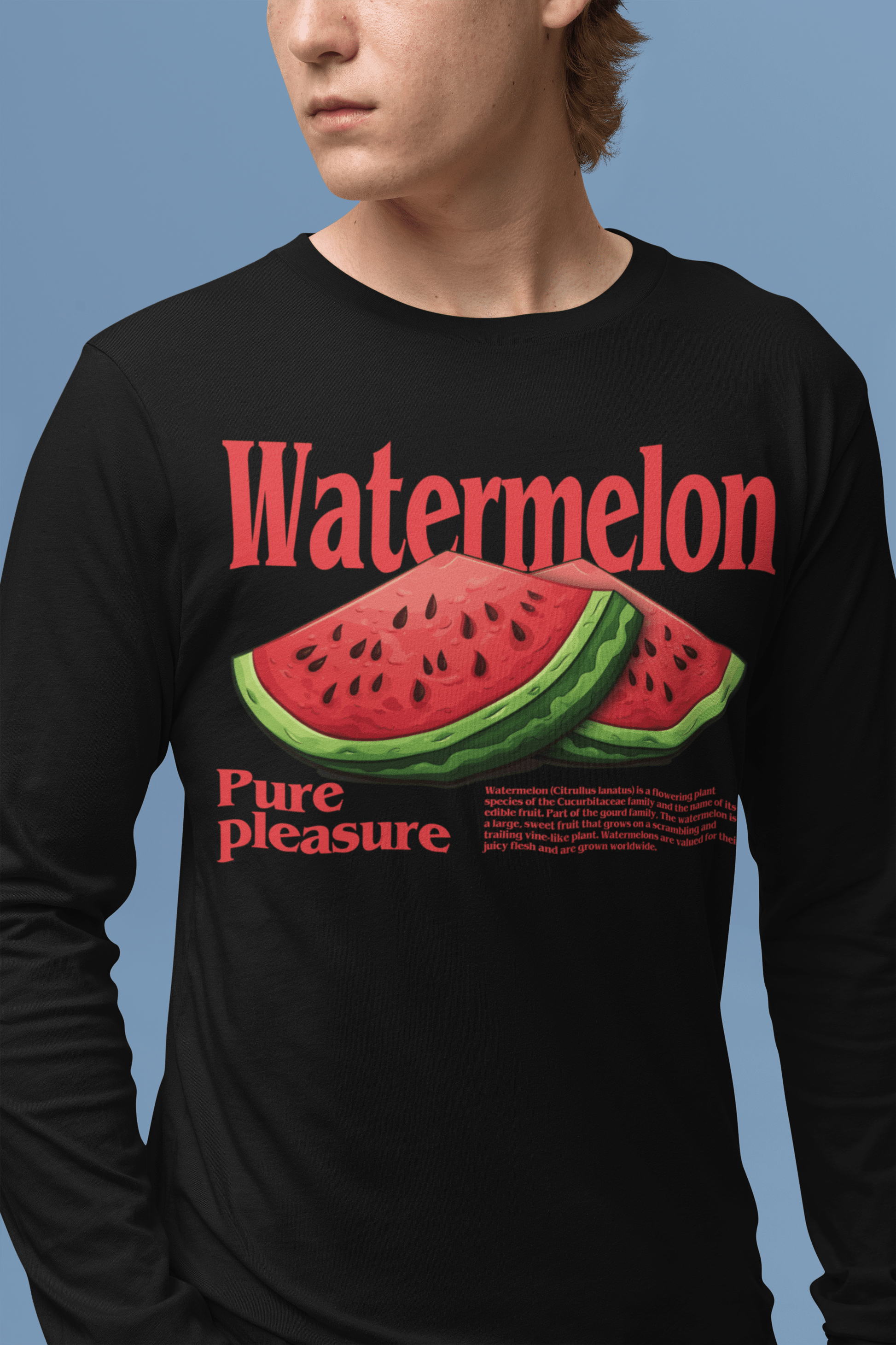 Watermelon Pure Pleasure Long Sleeve Graphic Tees Australia Graphic T-Shirt Australia -  Cool Graphic T-Shirts Online -  Watermelon Long Sleeve | Cool Long Sleeve T-Shirts