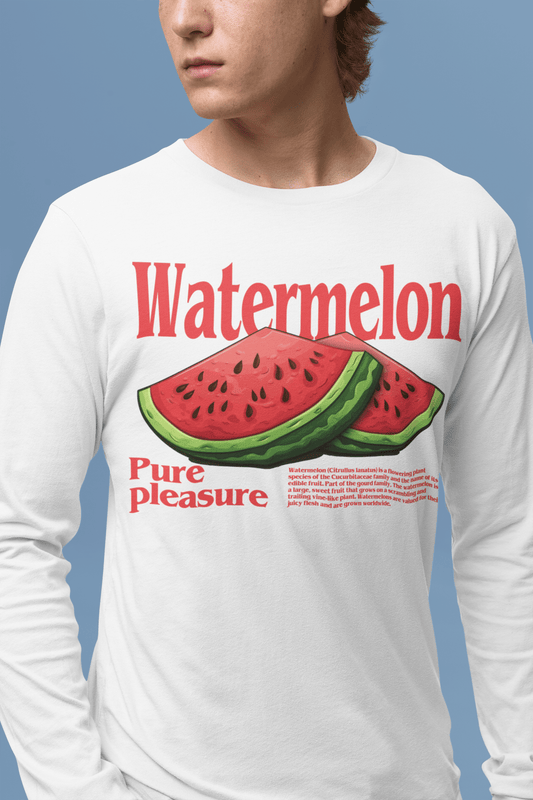 Watermelon Pure Pleasure Long Sleeve Graphic Tees Australia Graphic T-Shirt Australia -  Cool Graphic T-Shirts Online -  Watermelon Long Sleeve | Cool Long Sleeve T-Shirts