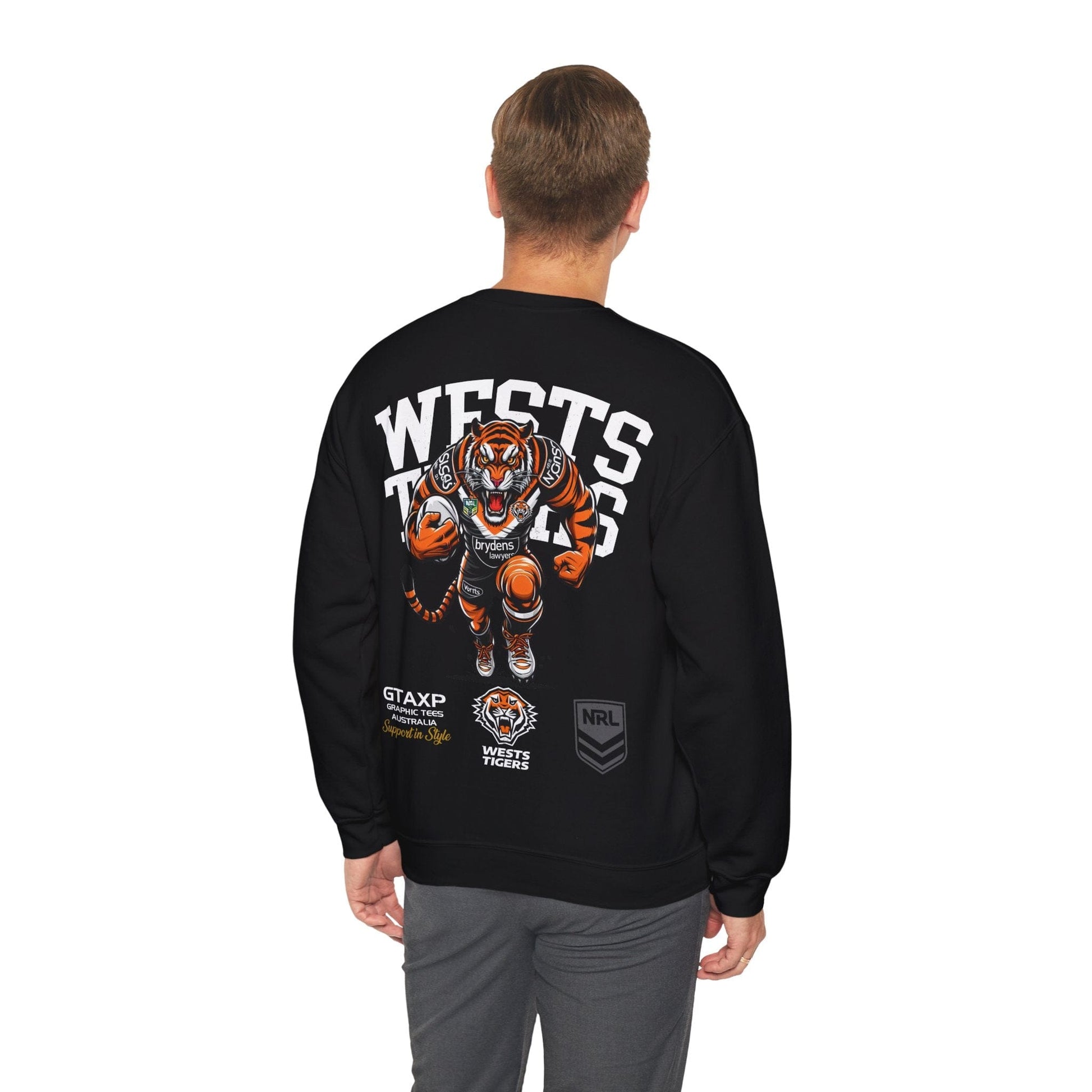 Wests Tigers Timmy Jumper Graphic Tees Australia Black / S Graphic T-Shirt Australia -  Cool Graphic T-Shirts Online -  Wests Tigers Timmy Jumper | Wests Tigers Crew Sweater