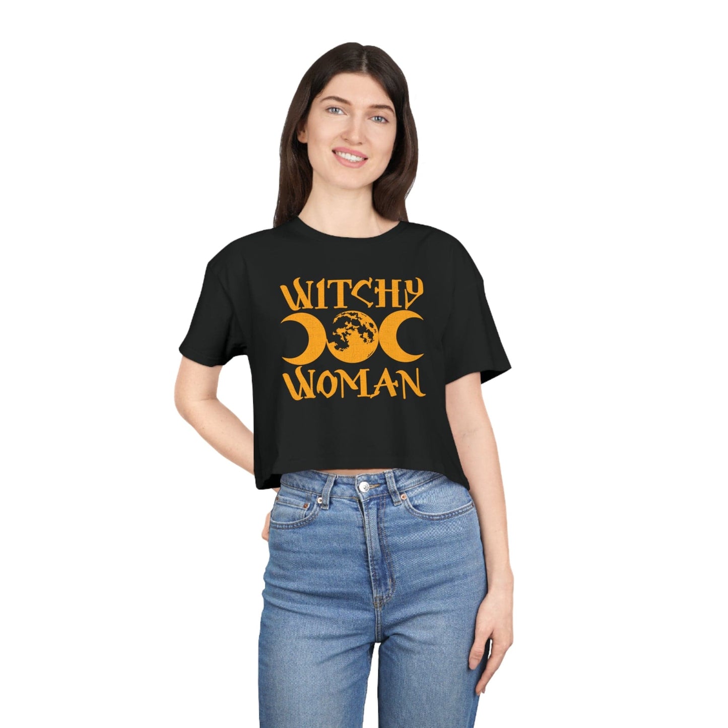 Witchy Woman Crop Tee Graphic Tees Australia Black / XS Graphic T-Shirt Australia -  Cool Graphic T-Shirts Online -  Witchy Woman Crop Tee | Graphic Tees Australia