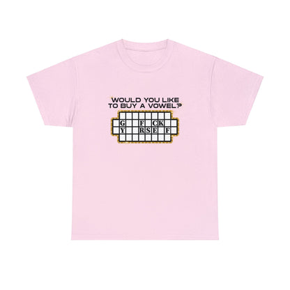 Would You Like To Buy A Vowel Graphic Tee Graphic Tees Australia Light Pink / S Graphic T-Shirt Australia -  Cool Graphic T-Shirts Online -  Would You Like To Buy A Vowel T-Shirt | Funny T-Shirts Australia