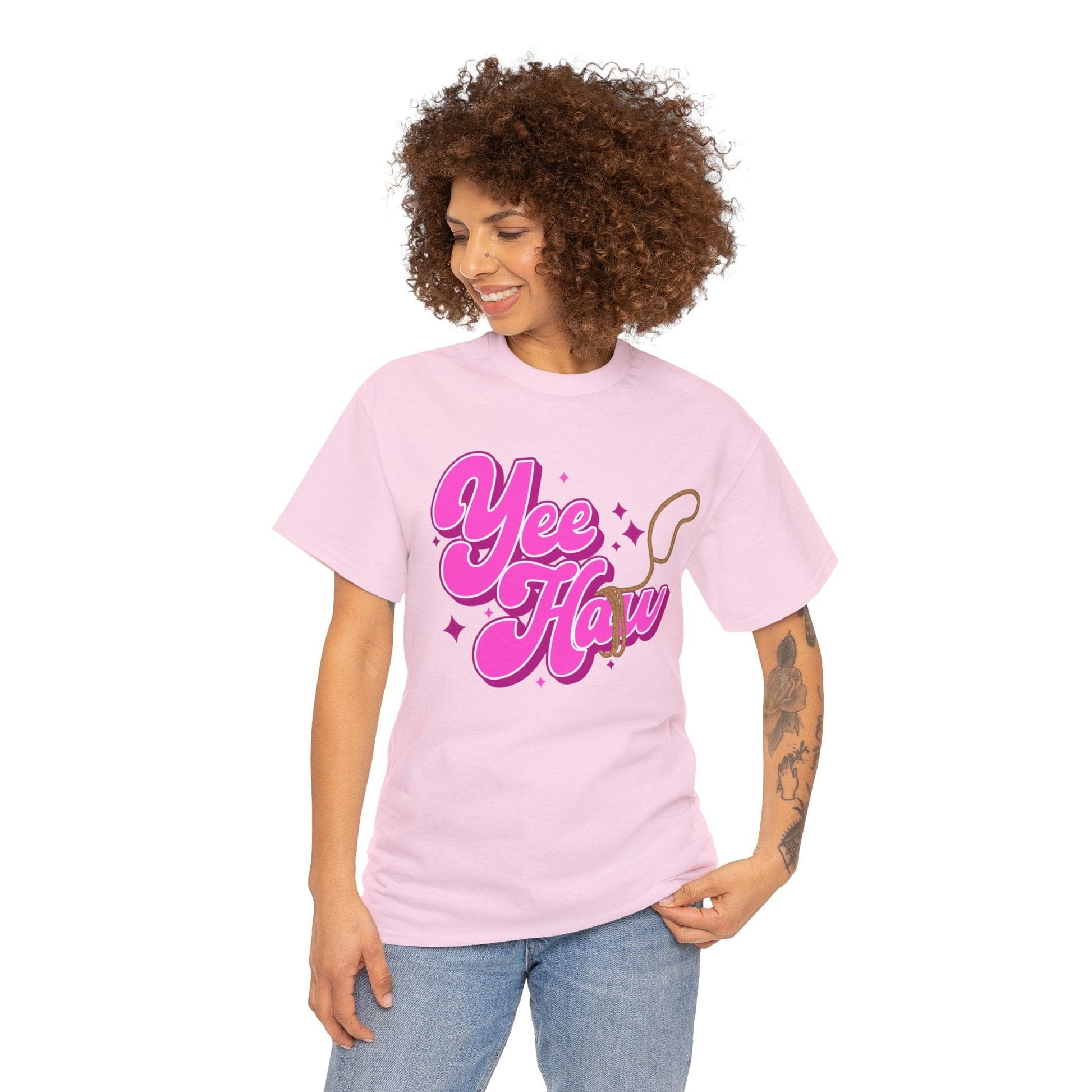 YeeHaw Graphic Tee Graphic Tees Australia Light Pink / S Graphic T-Shirt Australia -  Cool Graphic T-Shirts Online -  YeeHaw T-Shirt | Funny T-Shirts Australia