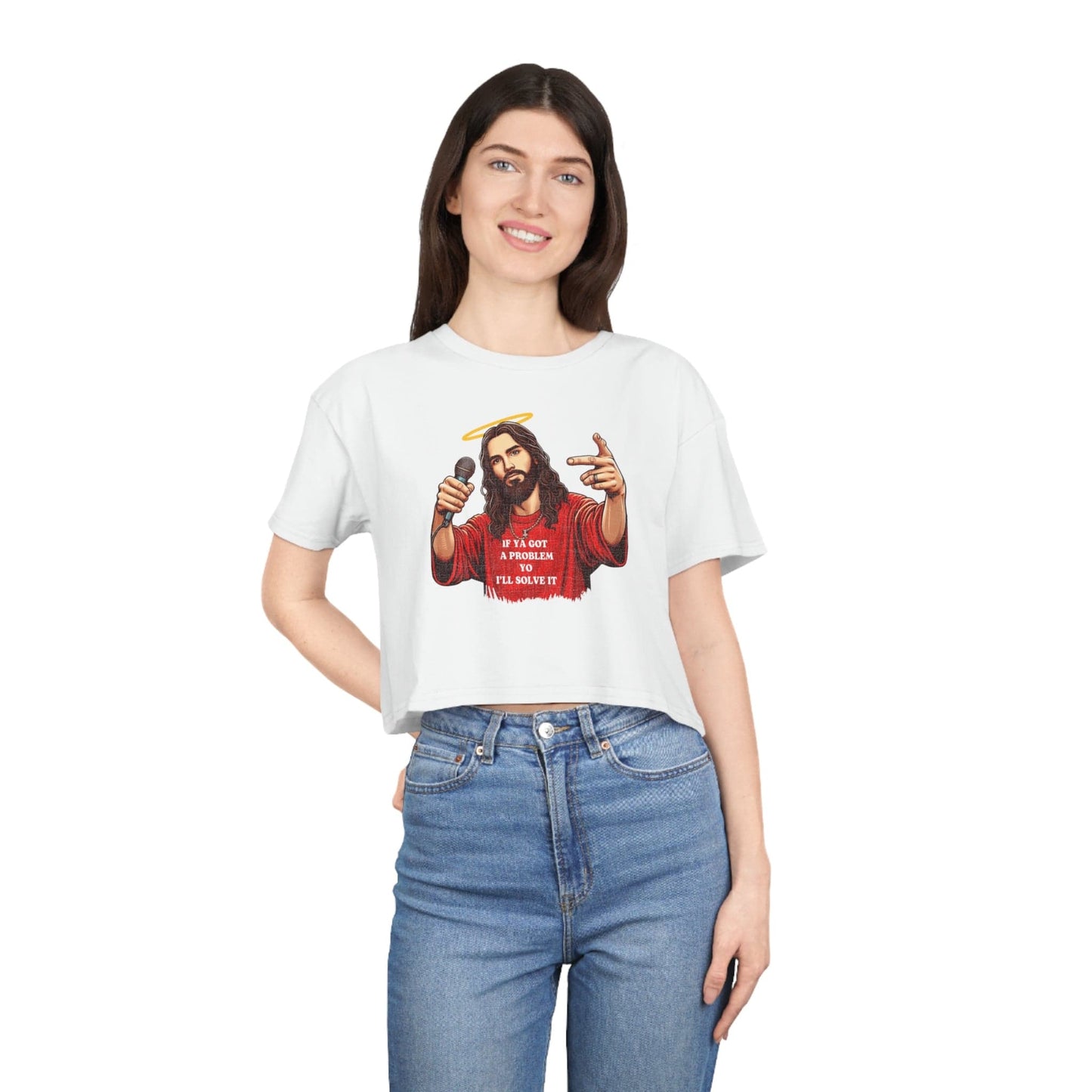 Yo I'll Solve It Crop Tee Graphic Tees Australia White / XS Graphic T-Shirt Australia -  Cool Graphic T-Shirts Online -  Yo I'll Solve It Crop Tee | Womens Graphic T-Shirts Australia