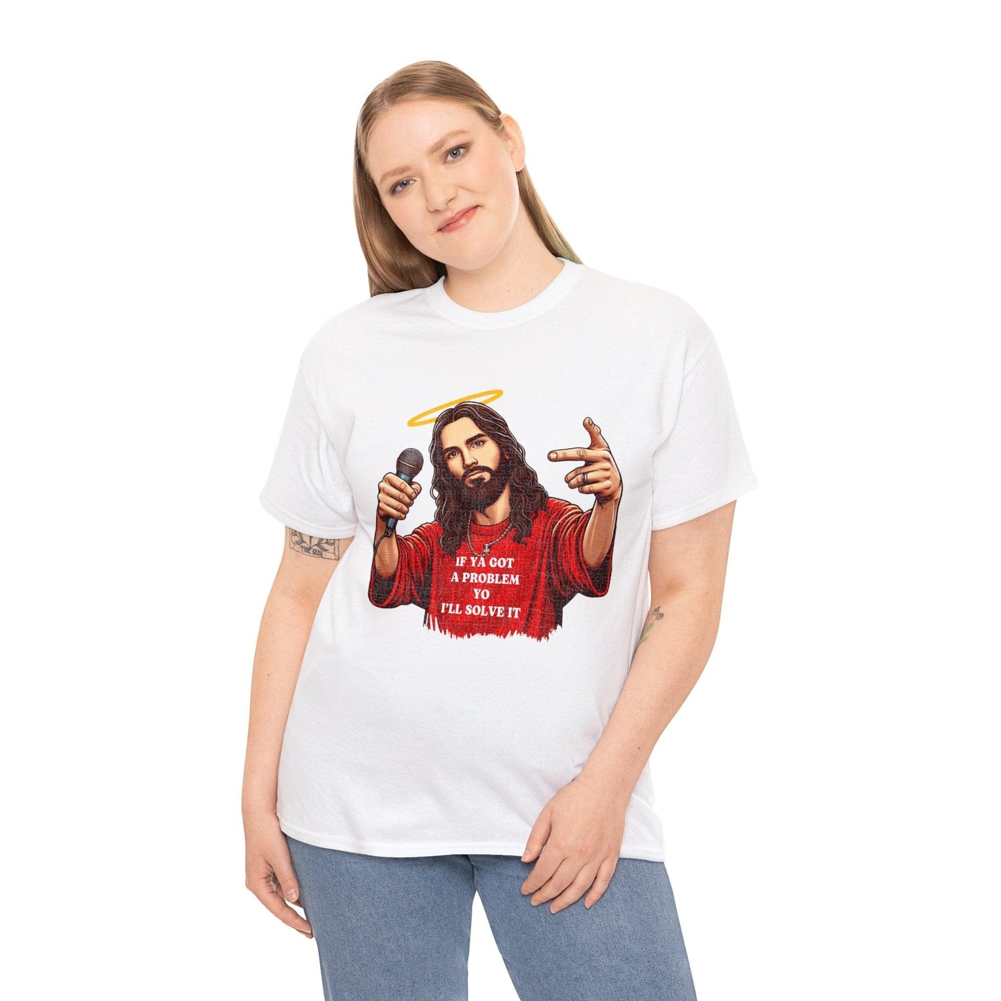 Yo I'll Solve It Graphic Tee Graphic Tees Australia Graphic T-Shirt Australia -  Cool Graphic T-Shirts Online -  If You Got A Problem, Yo I'll Solve It Jesus T-Shirt