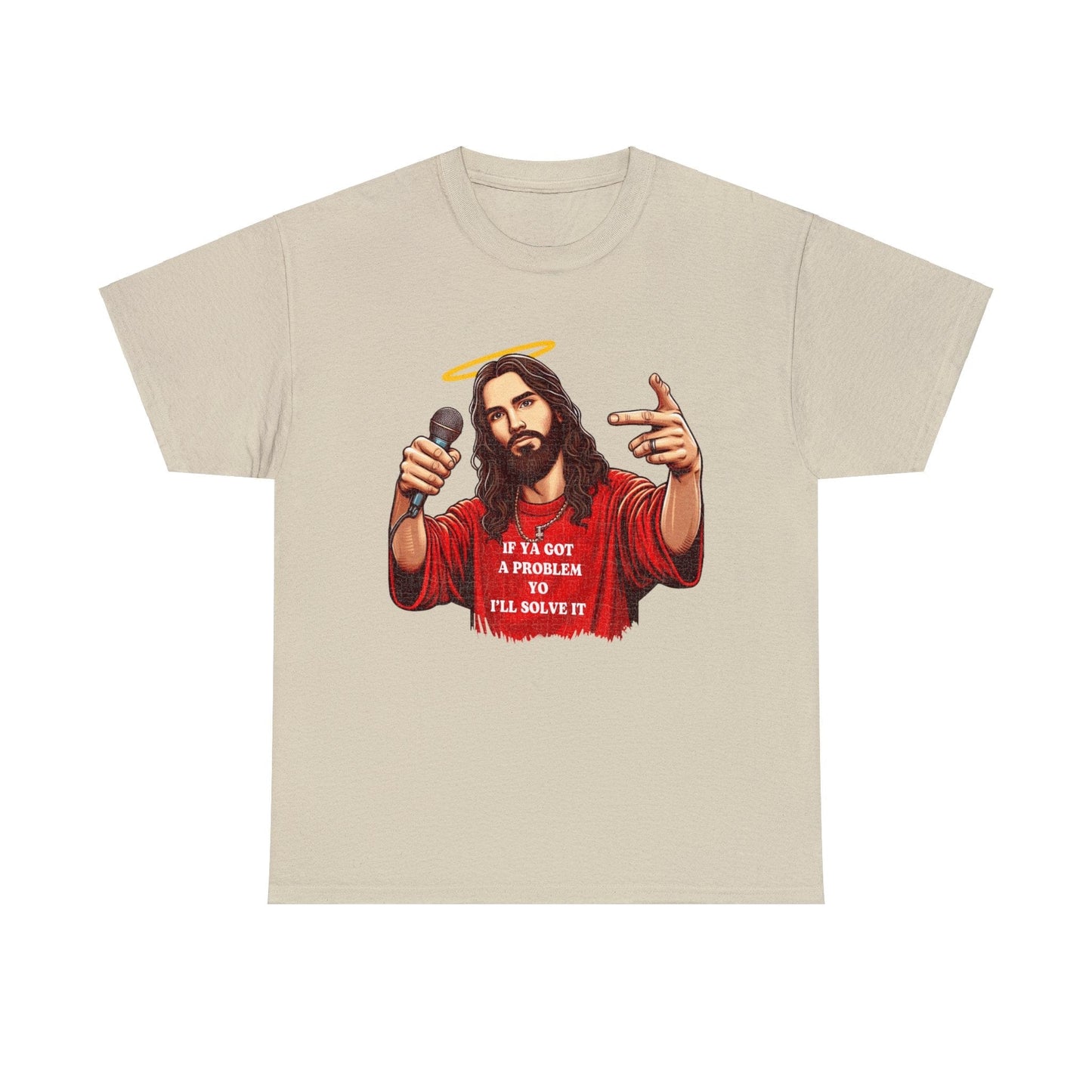 Yo I'll Solve It Graphic Tee Graphic Tees Australia Graphic T-Shirt Australia -  Cool Graphic T-Shirts Online -  If You Got A Problem, Yo I'll Solve It Jesus T-Shirt