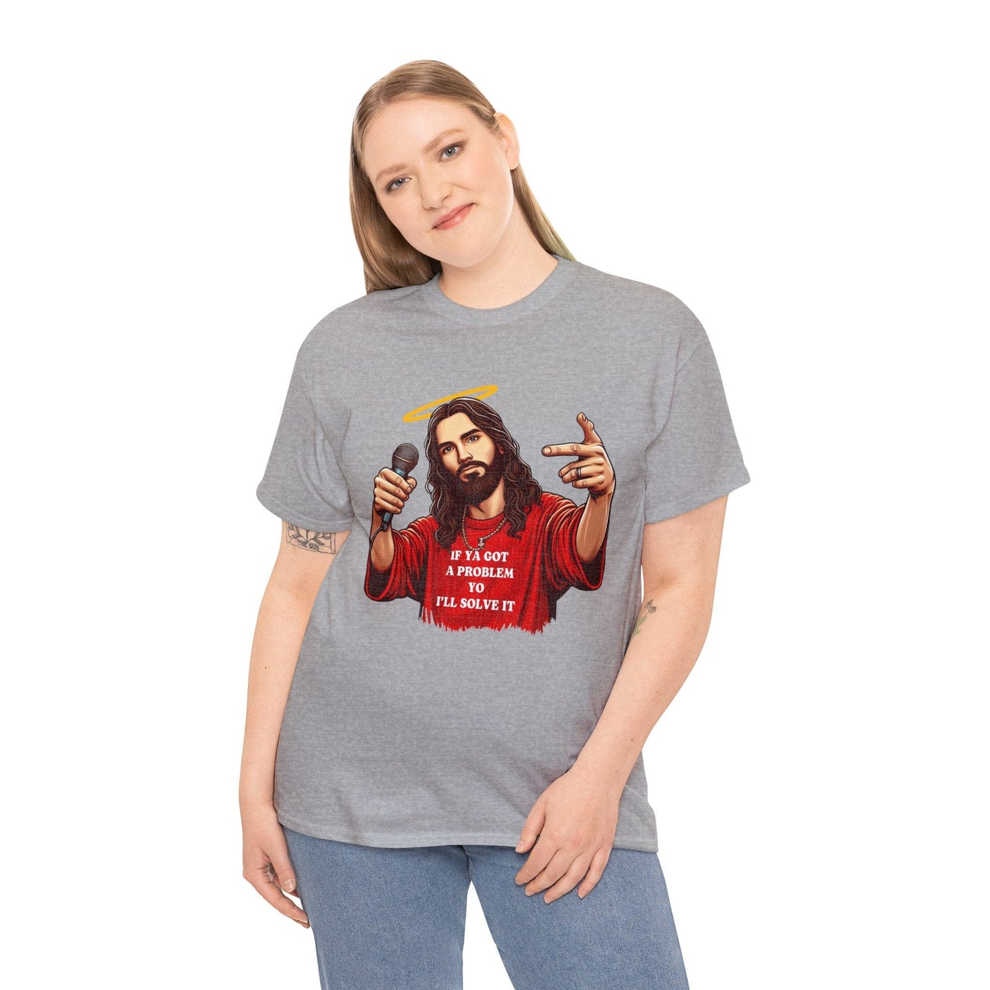 Yo I'll Solve It Graphic Tee Graphic Tees Australia Graphic T-Shirt Australia -  Cool Graphic T-Shirts Online -  If You Got A Problem, Yo I'll Solve It Jesus T-Shirt