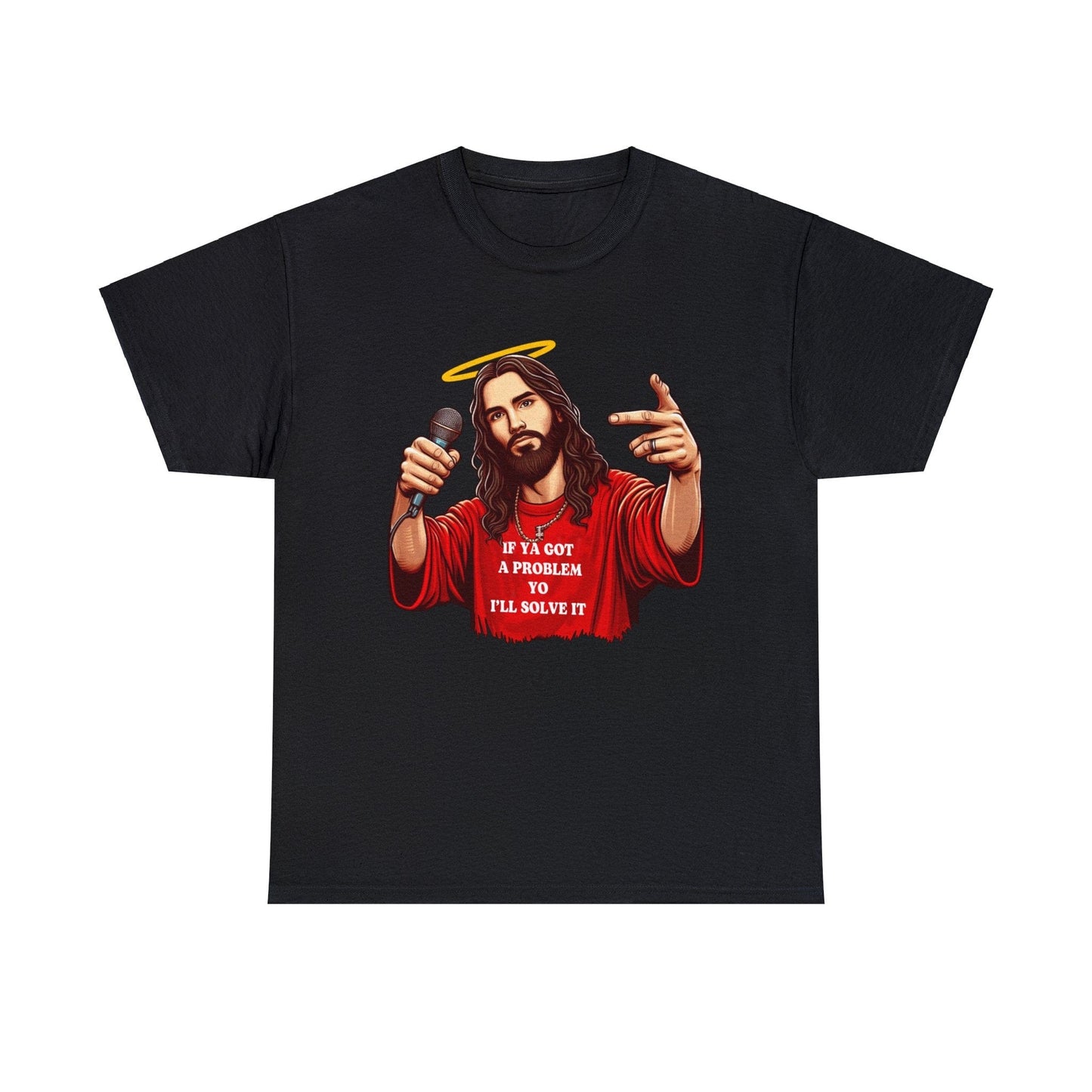 Yo I'll Solve It Graphic Tee Graphic Tees Australia Graphic T-Shirt Australia -  Cool Graphic T-Shirts Online -  If You Got A Problem, Yo I'll Solve It Jesus T-Shirt