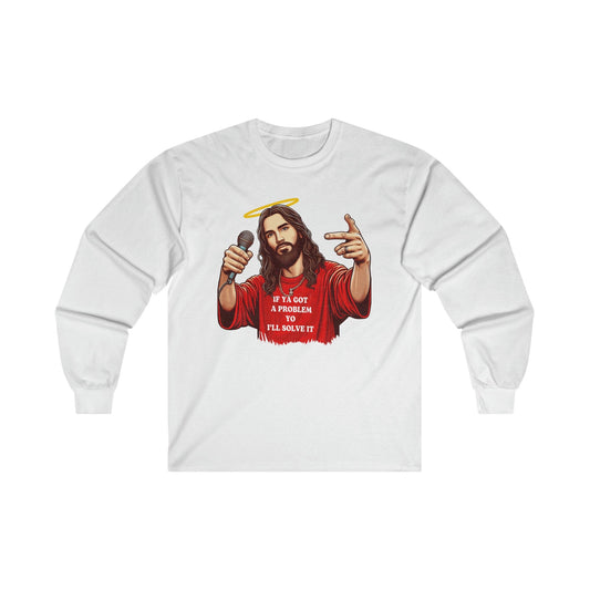 Yo I'll Solve It Long Sleeve Graphic Tees Australia S / White Graphic T-Shirt Australia -  Cool Graphic T-Shirts Online -  If You Got A Problem, Yo I'll Solve It Long Sleeve T-Shirt