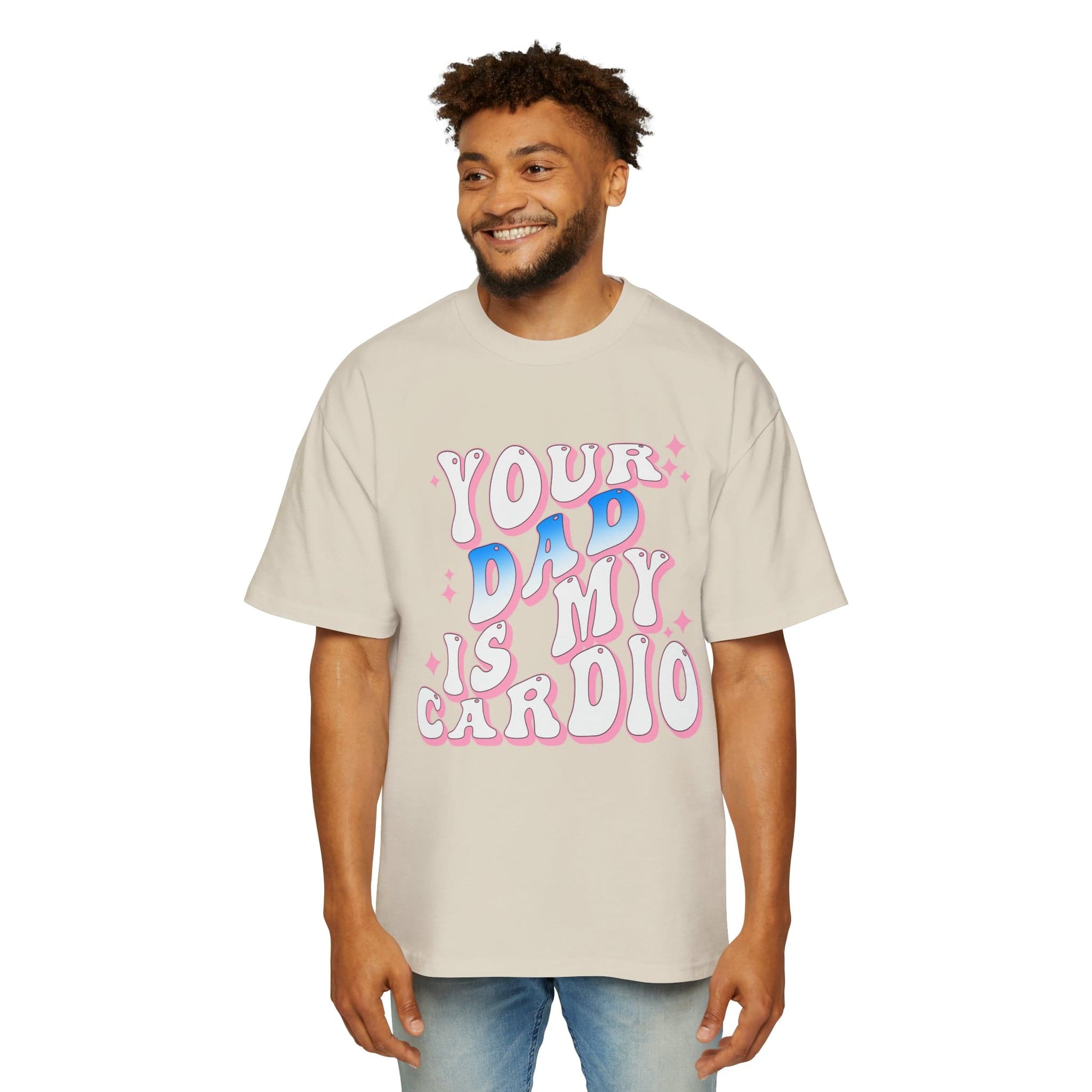 Your Dad Is My Cardio Oversized Tee Graphic Tees Australia Ecru / S Graphic T-Shirt Australia -  Cool Graphic T-Shirts Online -  Your Dad Is My Cardio Oversized Tee | Vintage 90s T-Shirts Australia