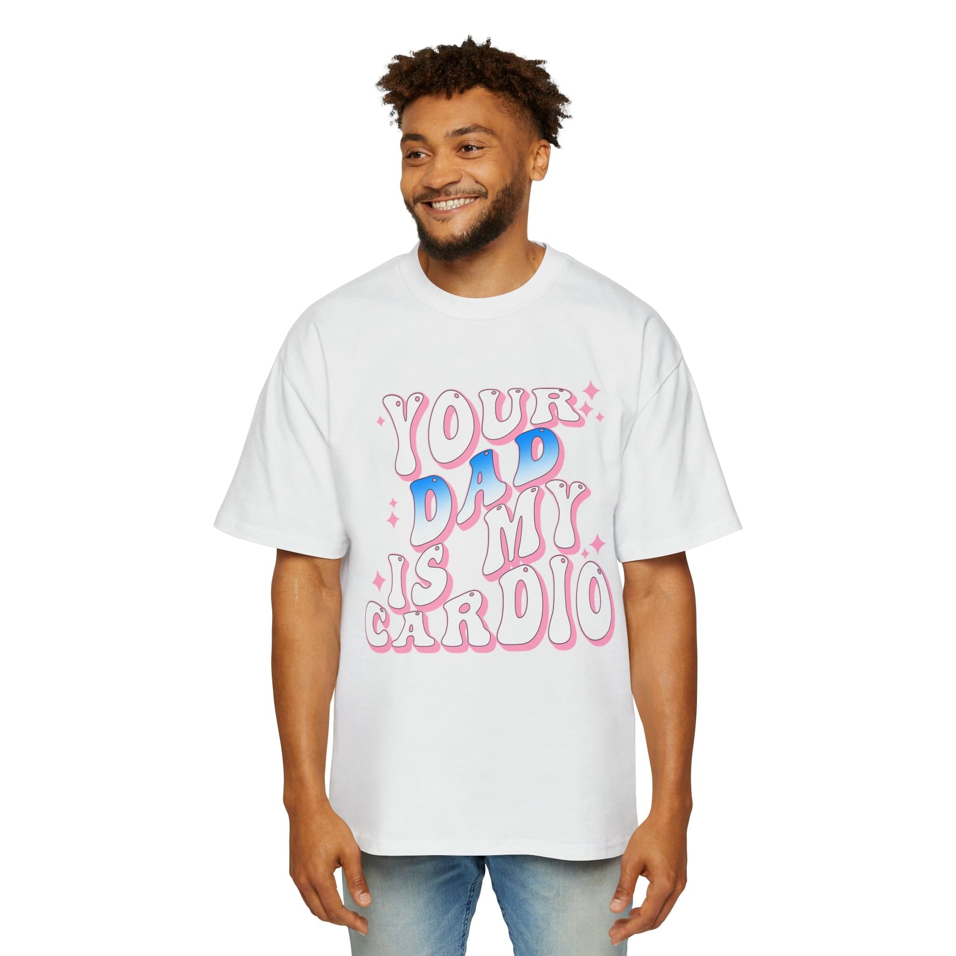 Your Dad Is My Cardio Oversized Tee Graphic Tees Australia White / S Graphic T-Shirt Australia -  Cool Graphic T-Shirts Online -  Your Dad Is My Cardio Oversized Tee | Vintage 90s T-Shirts Australia