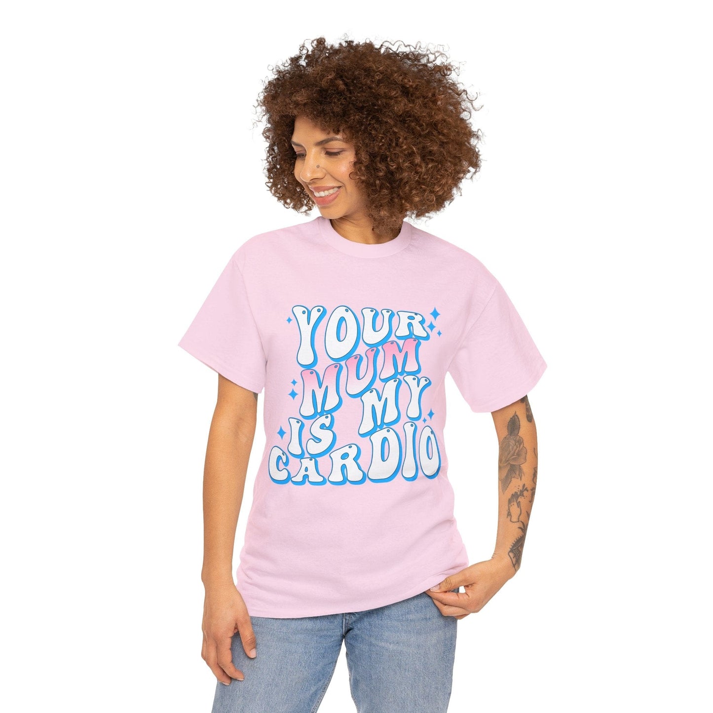 Your Mum Is My Cardio Graphic Tee Graphic Tees Australia Light Pink / S Graphic T-Shirt Australia -  Cool Graphic T-Shirts Online -  Your Mum Is My Cardio T-Shirt | Funny T-Shirts Australia