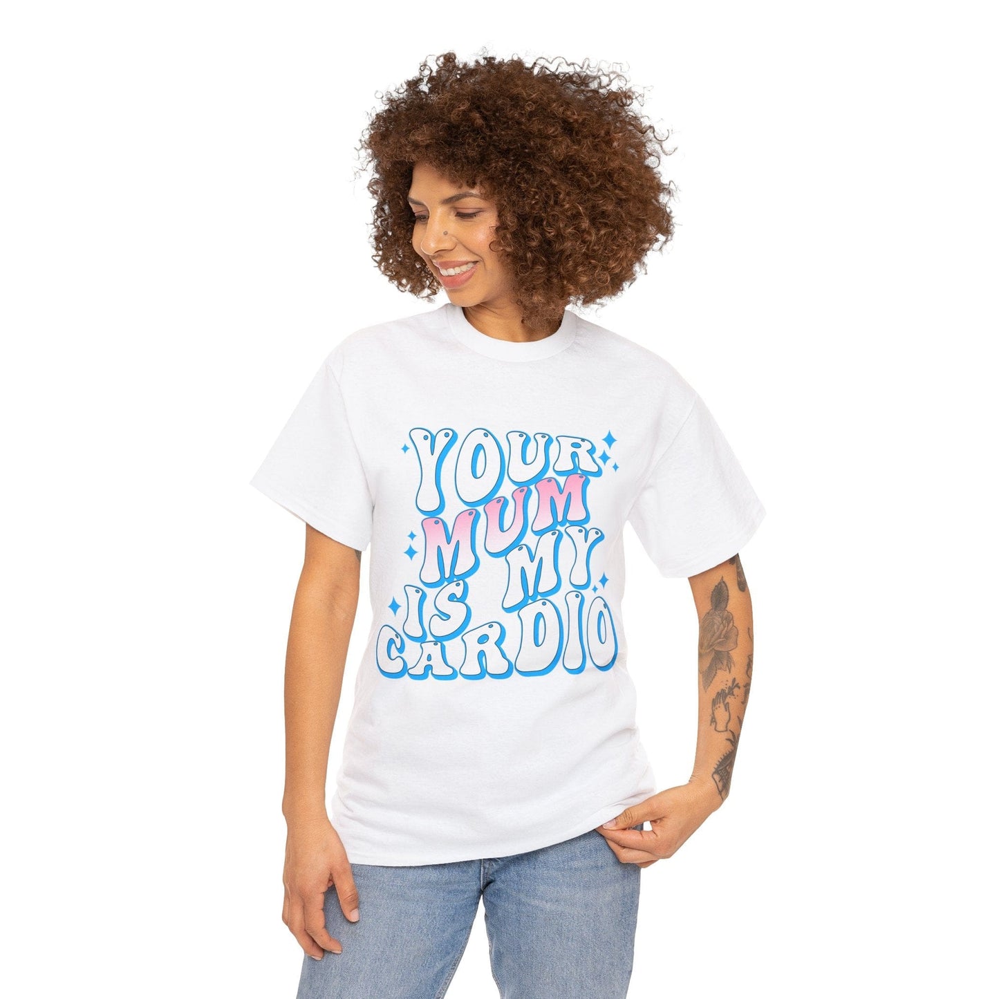 Your Mum Is My Cardio Graphic Tee Graphic Tees Australia White / S Graphic T-Shirt Australia -  Cool Graphic T-Shirts Online -  Your Mum Is My Cardio T-Shirt | Funny T-Shirts Australia