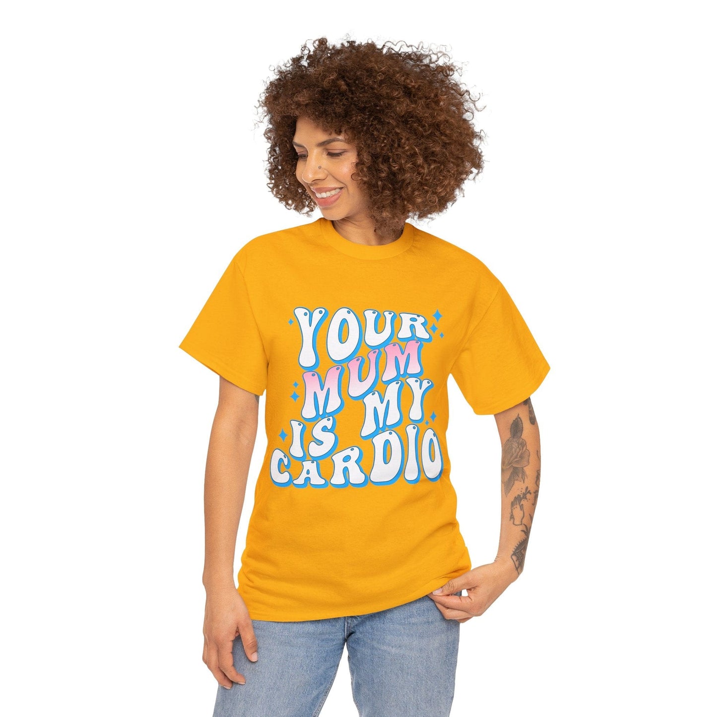 Your Mum Is My Cardio Graphic Tee Graphic Tees Australia Gold / S Graphic T-Shirt Australia -  Cool Graphic T-Shirts Online -  Your Mum Is My Cardio T-Shirt | Funny T-Shirts Australia