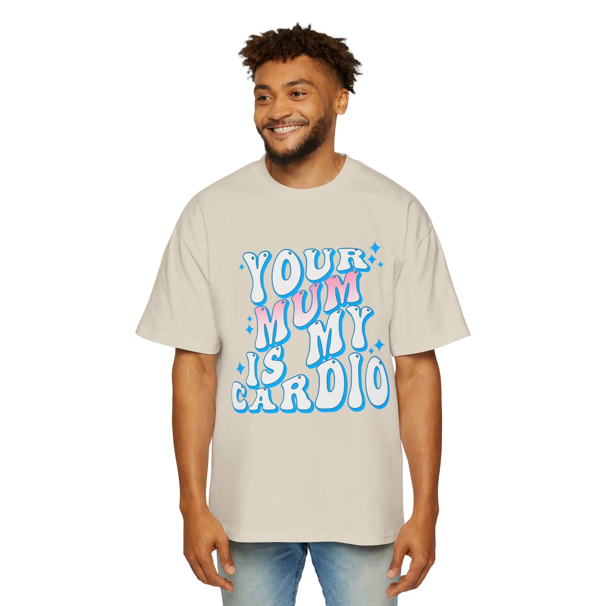 Your Mum Is My Cardio Oversized Tee Graphic Tees Australia Ecru / S Graphic T-Shirt Australia -  Cool Graphic T-Shirts Online - 