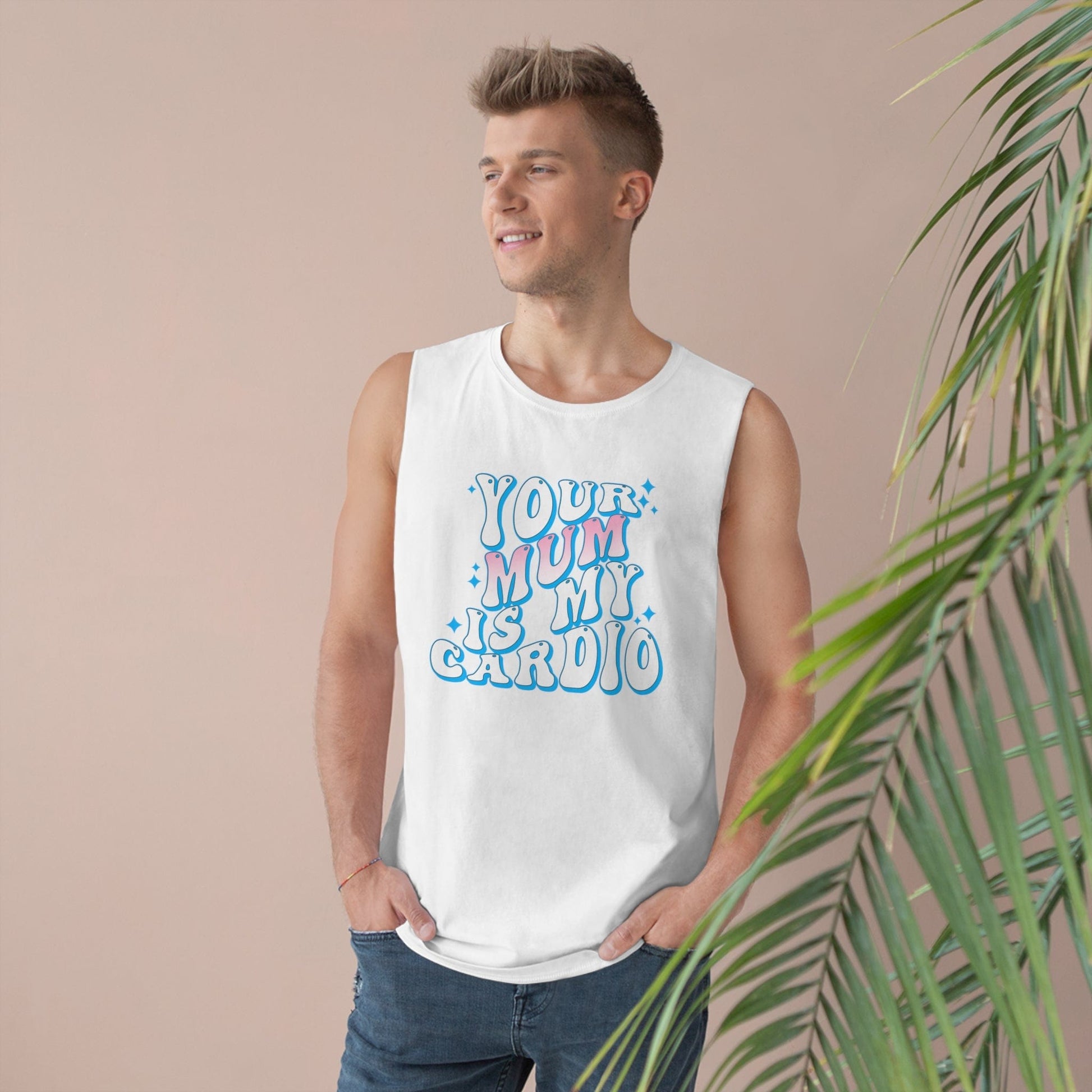 Your Mum Is My Cardio Tank Top Graphic Tees Australia White / XS Graphic T-Shirt Australia -  Cool Graphic T-Shirts Online - 